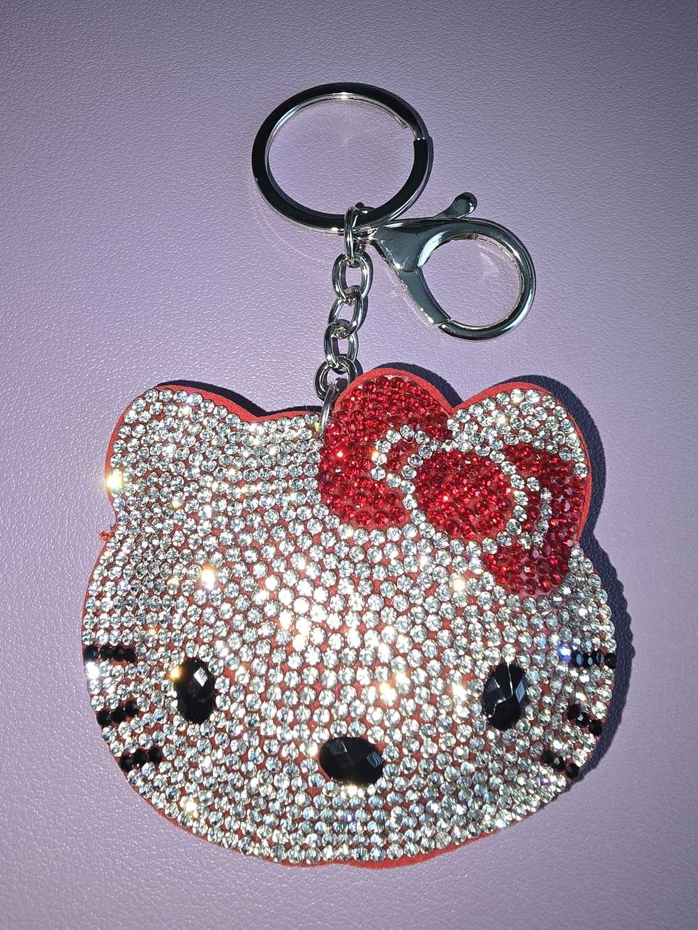 Hello Kitty Sparkling Crystal Face Keychain with Red Bow 🎀, New without Tags